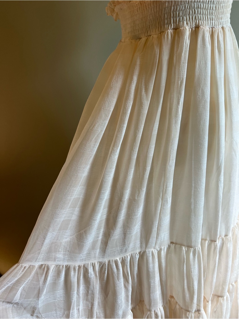 Mable Light Peachy White Plaid Maxi Dress | Romantic | Flowy | Cottagecore - Picture 4 of 7